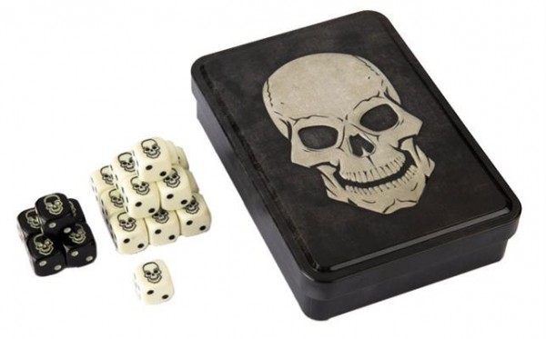 Würfel-Set: Skull Dice Tin (15x Bone, 5x Black)