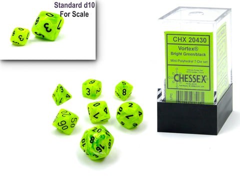 7 Würfel mehrseitig Vortex® Mini-Polyhedral Bright Green/black