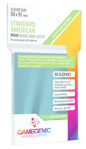 Gamegenic PRIME Standard American Sleeves 59 x 91 (green)