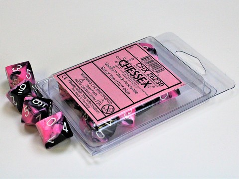 Würfelset: 10 Würfel mehrseitig Gemini® Black-Pink/white Set of Ten d10s