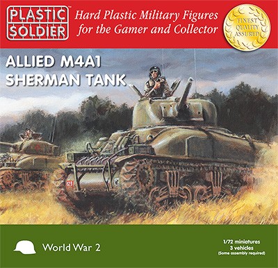 Plastic Soldier: 1/72 Allied M4A1 Sherman 75mm (Plastik x3)