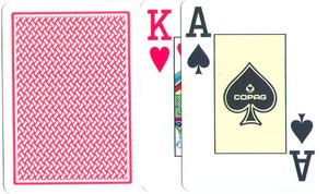 Poker: Copag Texas Hold´em Jumbo Index rot/gold 2 Eckzeichen