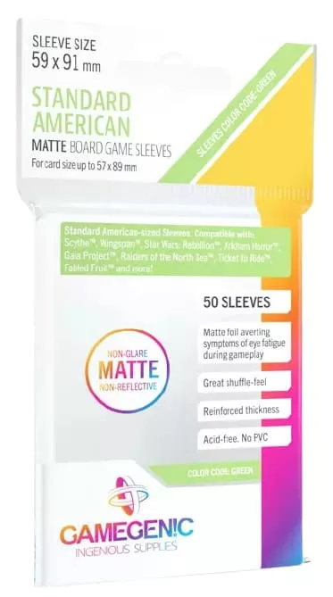 Gamegenic MATTE Standard American Sleeves 59 x 91 (green) 