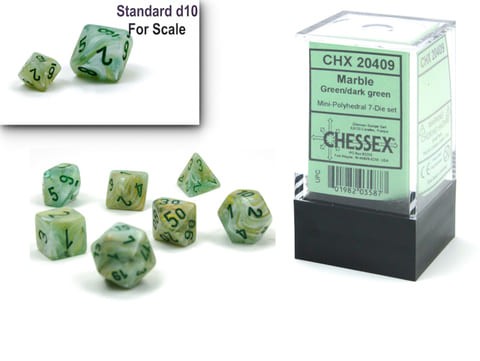 7 Würfel mehrseitig Marble Mini-Polyhedral Green/dark green