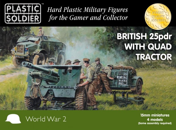 Plastic Soldier 15mm British 25pdr & Morris Quad Tractor x4