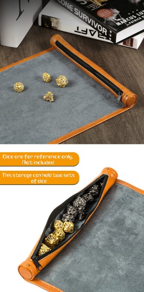 Roll Up Dice Mat Brown Leatherette