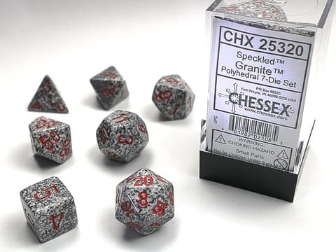 7 Würfel mehrseitig Speckled Polyhedral Granite