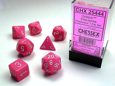 7 Würfel mehrseitig Opaque Polyhedral Pink/white