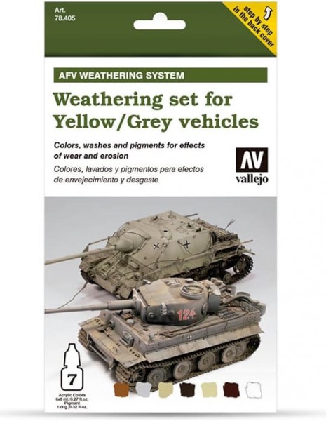 Vallejo Model Color: Model Air Set AFV Weathering for Grey and Yellow Vehicles