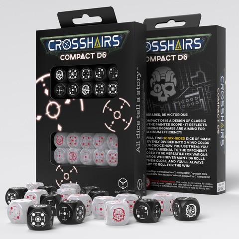 Würfelset: 20 Würfel 6-seitig Crosshairs Compact D6: Black&Pearl