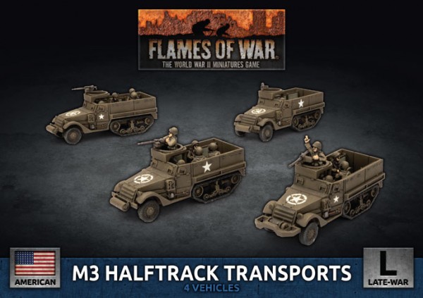 Flames of War US: US M3 Halftrack Transports (Plastic x4)