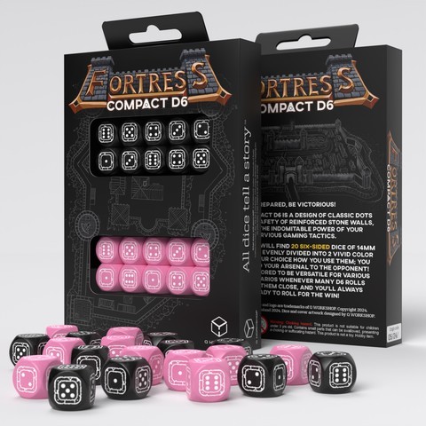 Würfelset: 20 Würfel 6-seitig Fortress Compact D6: Black&Pink