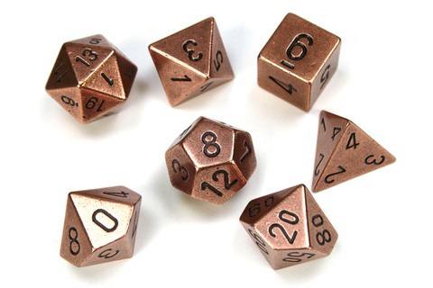 Würfel-Set Solid Metal Copper Colour Poly 7 dice set