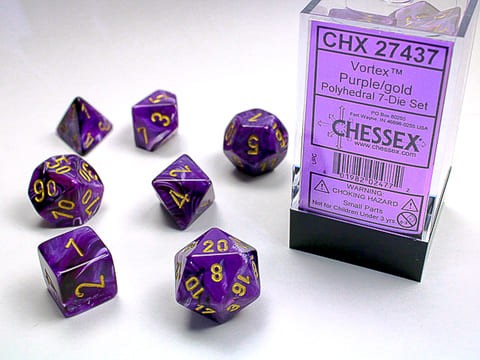 7 Würfel mehrseitig Vortex Polyhedral Purple/gold