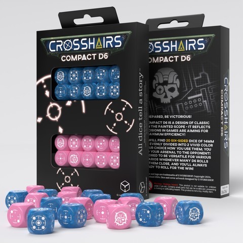 Würfelset: 20 Würfel 6-seitig Crosshairs Compact D6: Blue&Pink