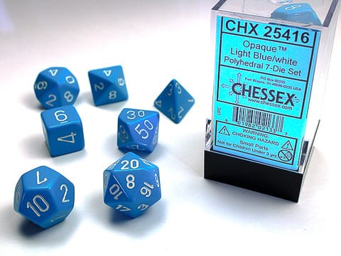 7 Würfel mehrseitig Opaque Polyhedral Light Blue/white