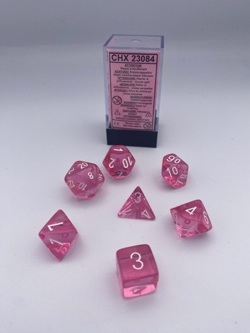 Würfelset: 7 Würfel Translucent Polyhedral Pink/white