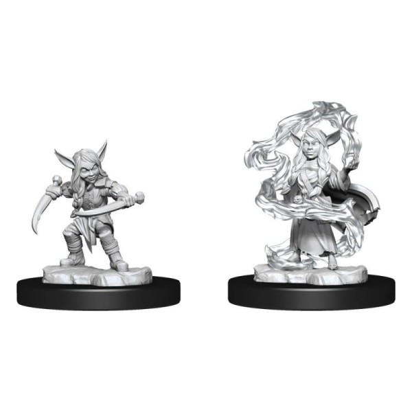 Critical Role Unpainted Miniatures - Goblin Sorceror and Rogue Female