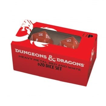 UP - Heavy Metal Red and White D20 Dice Set for Dungeons & Dragons