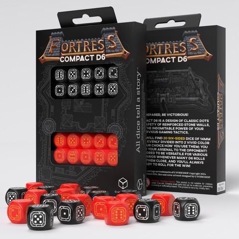 Würfelset: 20 Würfel 6-seitig Fortress Compact D6: Black&Red