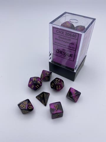 7 Würfel mehrseitig Gemini Mini-Polyhedral Black-Purple/gold