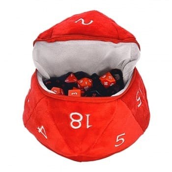 UP - Red and White D20 Plush Dice Bag for Dungeons & Dragons