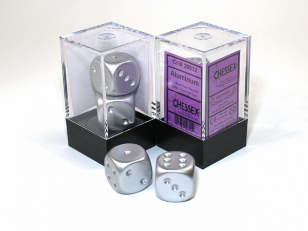 Würfel-Set: 2 Würfel sechseitig Farbe Matte Aluminium (16mm)
