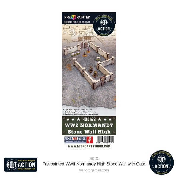 Bolt Action: WW2 Normandy High Stone Wall with Gate