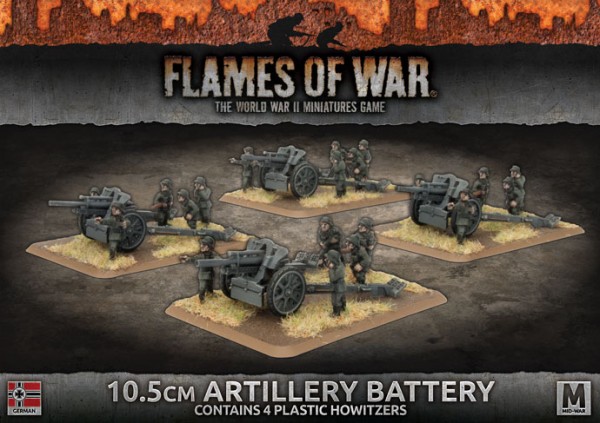 Flames of War GE: 10,5cm Artillery Battery (x4 Plastik)