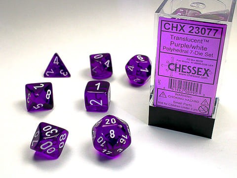 7 Würfel mehrseitig Translucent Polyhedral Purple/white