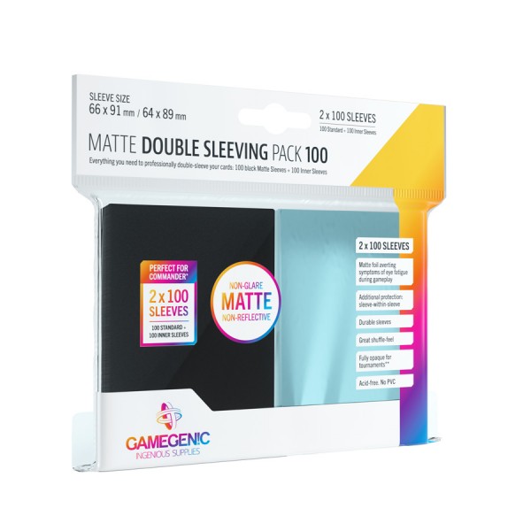 Gamegenic MATTE Double Sleeving Pack Clear/Black (2x100 Sleeves)