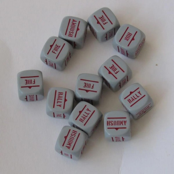 Bolt Action: Order Dice Grey/Red writing (12)