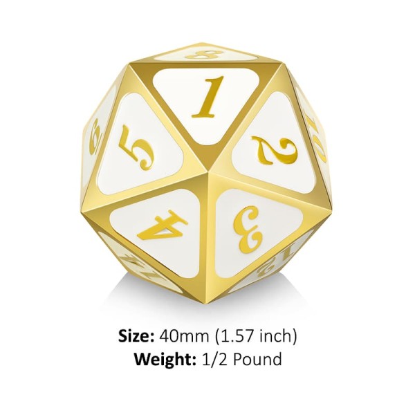 Metal D20 Spindown Counter White & Gold
