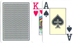 Poker: Copag Texas Hold'em Jumbo Index schwarz/gold 2 Eckzeichen