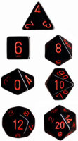 Würfelset: 7 Würfel mehrseitig Opaque Black/red
