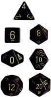 Würfelset: 7 Würfel mehrseitig Opaque Black/gold