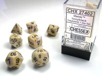 Würfelset: 7 Würfel mehrseitig Marble Ivory/black