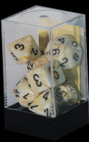 Würfelset: 7 Würfel mehrseitig Marble Ivory/black