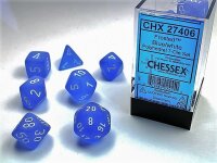 Würfelset: 7 Würfel mehrseitig Frosted Blue/white