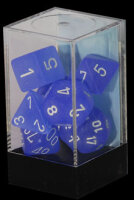 Würfelset: 7 Würfel mehrseitig Frosted Blue/white