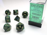 Würfelset: 7 Würfel mehrseitig Scarab Jade/gold