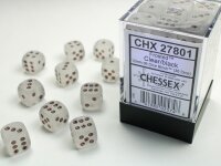 Würfelset: 36 Würfel 6-seitig Frosted Clear/black