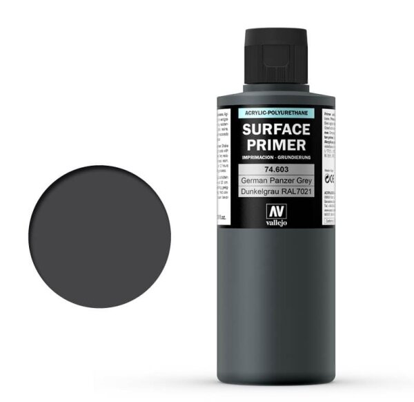 Vallejo Surface Primer German Panzer Grey (RAL7021) (200ml)