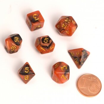 Würfel-Set: Blackfire Dice Fairy Dice RPG Set - BiColor Black Orange (7)