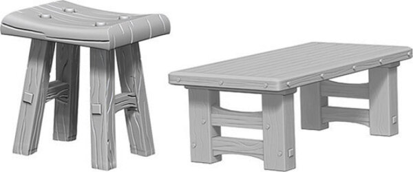 Wooden Table & Stools