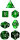Würfelset: 7 Würfel mehrseitig Translucent Green w/white