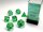 Würfelset: 7 Würfel mehrseitig Translucent Green w/white
