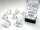 Würfelset: 7 Würfel mehrseitig Translucent Clear w/white