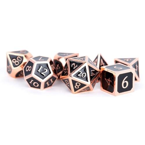 Antique Copper with Black Enamel 16mm Polyhedral Dice Set