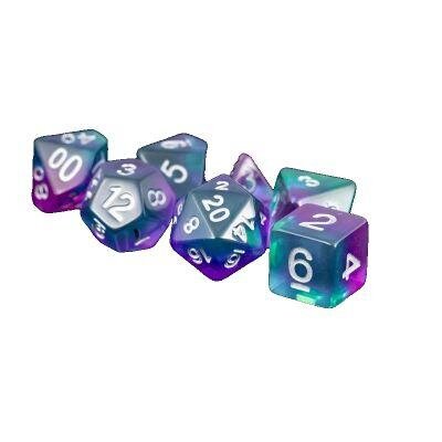 Blue Aurora 16mm Resin Poly Dice Set